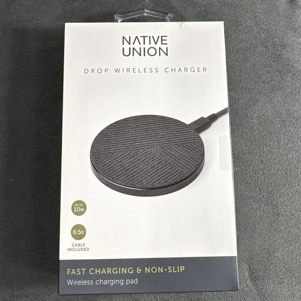 Native Union Drop - Wireless‎ Charger [Qi Certified] 10W Gray with USB-C Cable